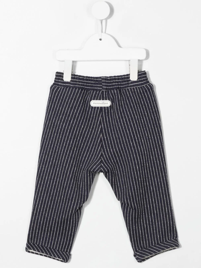 Shop Monnalisa Striped Straight-leg Trousers In Blue