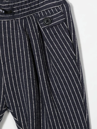 Shop Monnalisa Striped Straight-leg Trousers In Blue