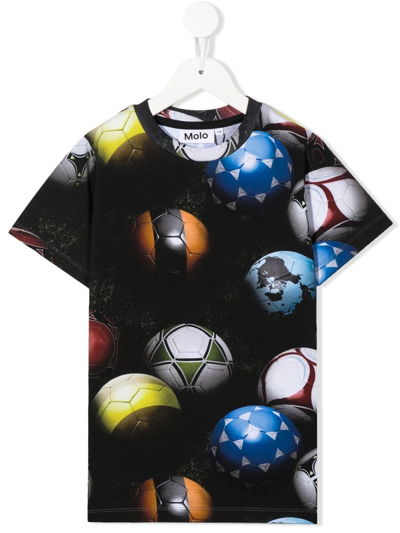 Shop Molo Ralphie Football-print T-shirt In Black