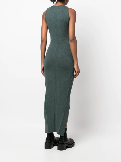 Shop Rick Owens Ziggy Front-slit Sleeveless Dress In Green