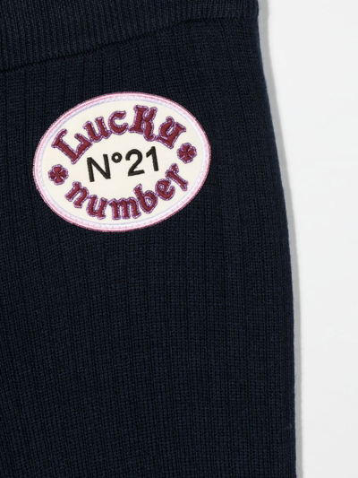 Shop N°21 Lucky Number Ribbed-knit Trousers In Blue
