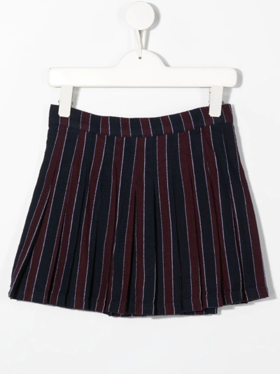 Shop N°21 Logo-patch Vertical-stripe Skirt In Blue