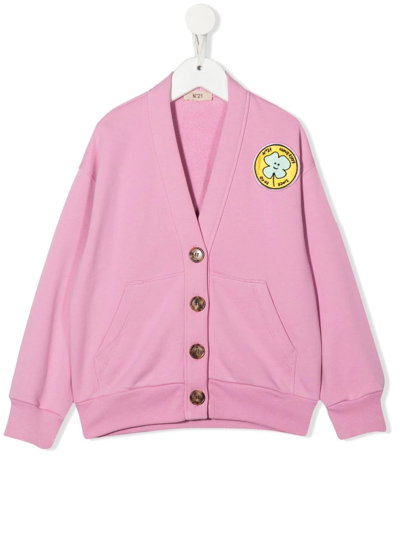 Shop N°21 Logo-patch V-neck Cardigan In Pink
