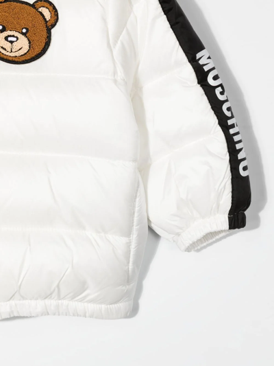 Shop Moschino Padded Hooded Jacket In White