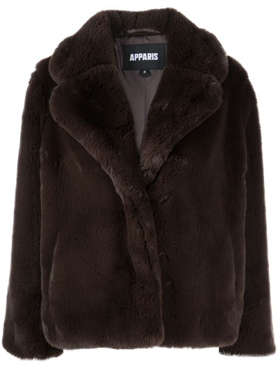 Shop Apparis Oversized Faux-fur Coat In Brown