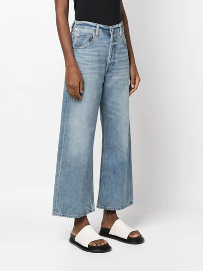 Citizens Of Humanity Blue Gaucho Cropped Wide-leg Jeans In Blue