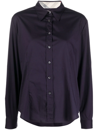 Pre-owned Burberry 长袖排扣衬衫（2010年典藏款） In Purple