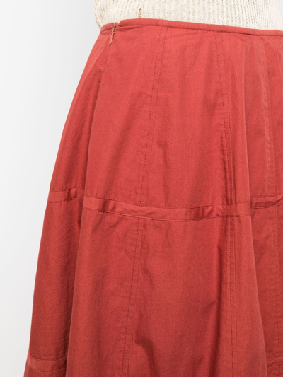 Pre-owned Dries Van Noten 2000s Below-the-knee Flared Skirt In Red