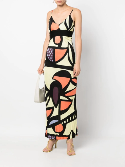 Pre-owned Missoni 2010s Abstract Print Maxi Dress In Yellow