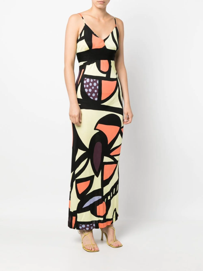 Pre-owned Missoni 2010s Abstract Print Maxi Dress In Yellow
