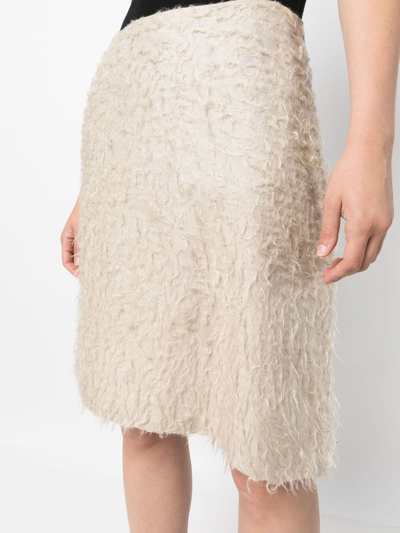 Pre-owned Helmut Lang 2010s Distressed-effect Asymmetric Skirt In Neutrals