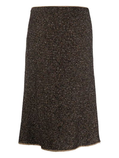 Pre-owned Prada 混色效果中长半身裙（2000年代典藏款） In Brown