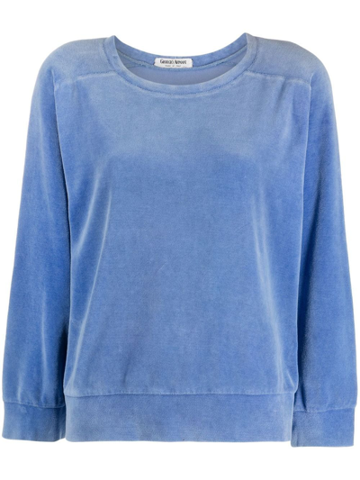 Pre-owned Giorgio Armani 毛绒纹理卫衣（1980年代典藏款） In Blue
