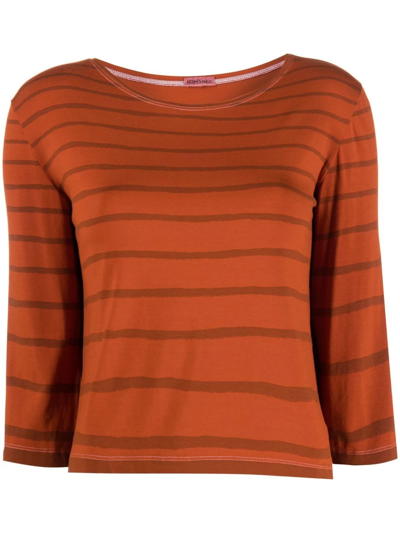 Pre-owned Hermes 2000s  Striped T-shirt In Brown