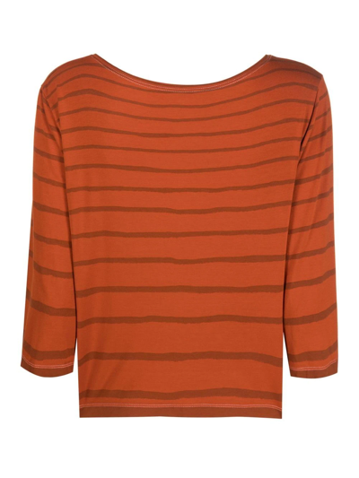 Pre-owned Hermes 2000s  Striped T-shirt In Brown