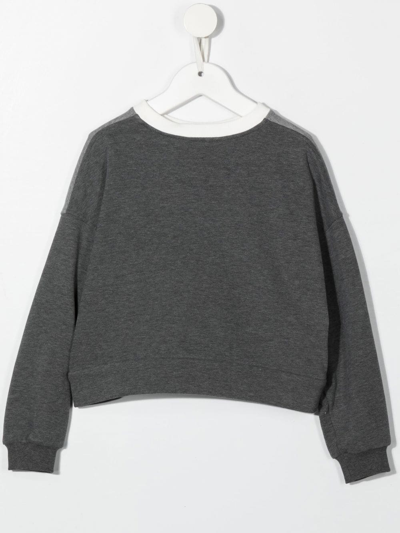 Shop Brunello Cucinelli Colour-block Crew-neck Sweatshirt In Grey