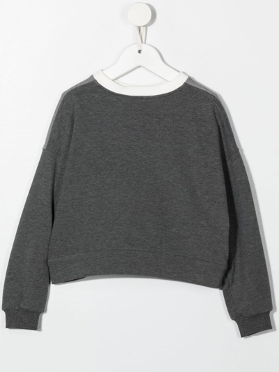 Brunello Cucinelli Embellished Cotton Jersey Sweatshirt In Grey