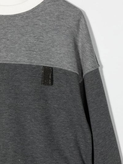 Brunello Cucinelli Embellished Cotton Jersey Sweatshirt In Grey