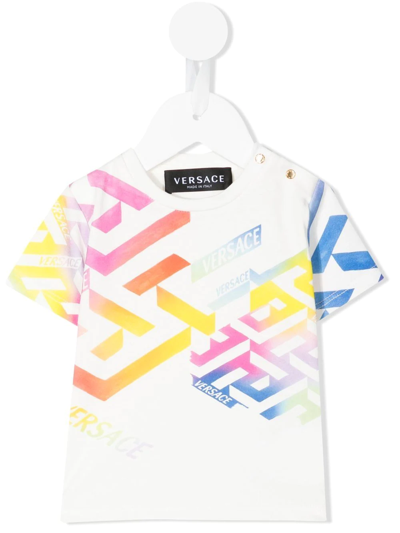 Shop Versace Logo-print Pattern T-shirt In White