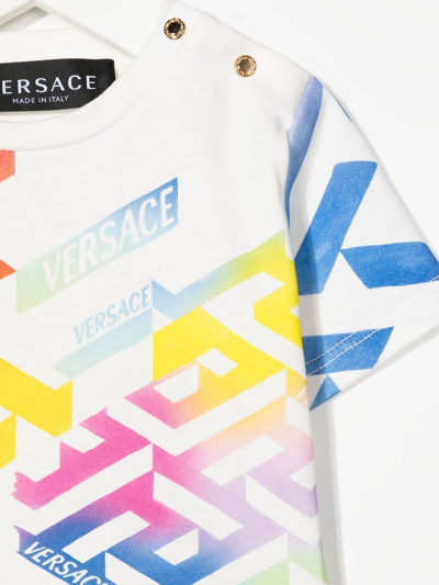 Shop Versace Logo-print Pattern T-shirt In White