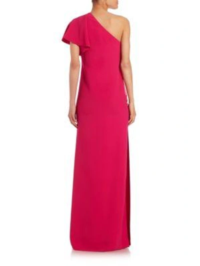 Shop Lanvin Ruffled One-shoulder Gown In Shocking Pink