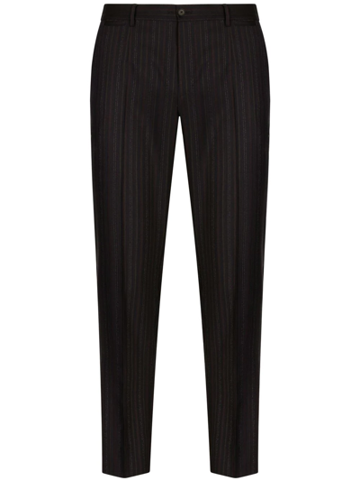 Shop Dolce & Gabbana Tailored Pinstripe Trousers In Black