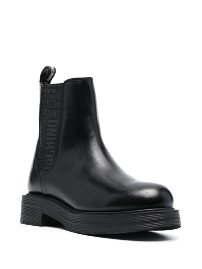 Shop Love Moschino 40mm Logo-tape Chelsea Boots In Black