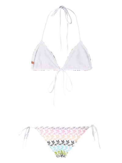 Shop Missoni Signature Woven Triangle Bikini In White