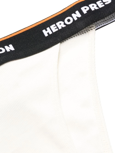 Shop Heron Preston Logo-tape Detail Thong In White