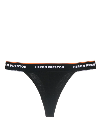 Shop Heron Preston Logo-tape Detail Thong In Black