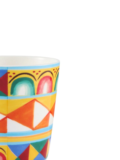 Dolce & Gabbana Geometric-pattern Fine-porcelain Glasses In Orange