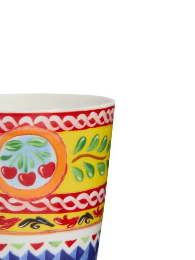 Dolce & Gabbana Patterned-floral-print Fine-porcelain Glasses In Yellow