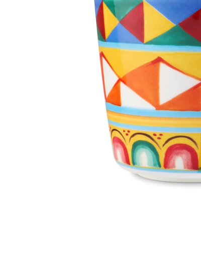 Dolce & Gabbana Geometric-pattern Fine-porcelain Glasses In Orange