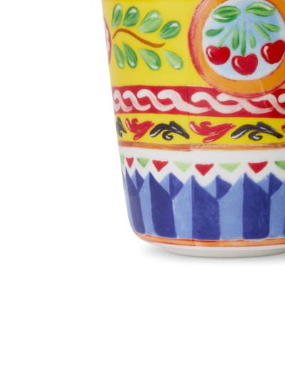 Dolce & Gabbana Patterned-floral-print Fine-porcelain Glasses In Yellow