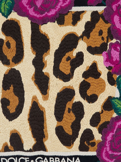 Dolce & Gabbana Pink Leopard Print Embroidered Small Cushion In Pink