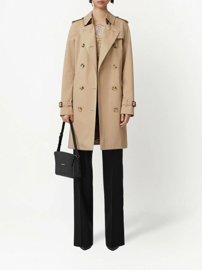 Burberry Mid-length Kensington Heritage Trench Coat In Neutrals