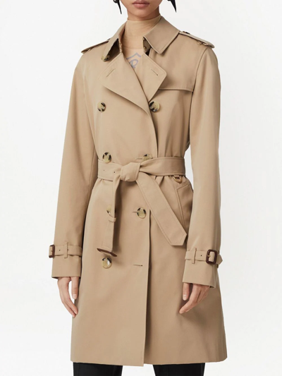 Shop Burberry The Kensington Mid-length Trench Coat In Neutrals