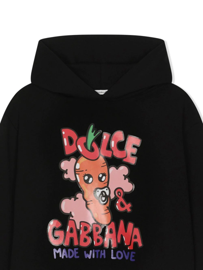 Shop Dolce & Gabbana Logo-print Hooded Dress In Black