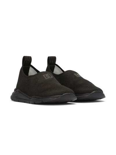 Dolce & Gabbana Logo-print Slip-on Sneakers In Black