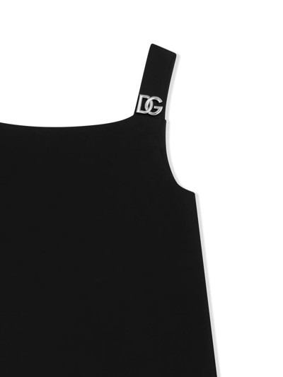 Shop Dolce & Gabbana Interlock Logo-tag Dress In Black