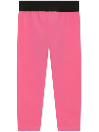Shop Dolce & Gabbana Interlock Logo-waistband Leggings In Pink