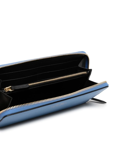 Smythson Leather Zip-up Wallet In Blue