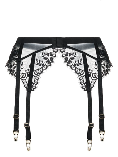 Shop La Perla Exotique Lace Suspender Belt In Black