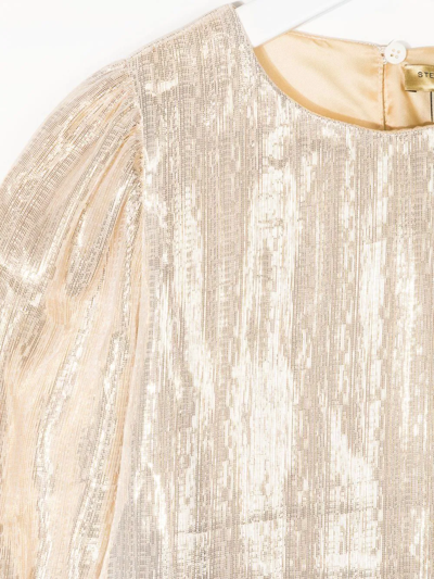 Shop Stella Mccartney Metallic Long-sleeved Blouse In Gold