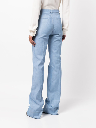 Shop Saint Laurent Flared Tailored Trousers In Blue