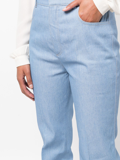 Shop Saint Laurent Flared Tailored Trousers In Blue