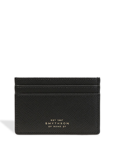 Shop Smythson Panama Calfskin Card Holder In Black