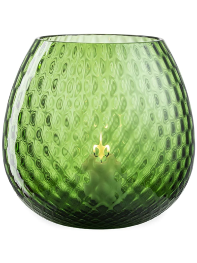 Shop Nasonmoretti Macramé Glass Candle Holder In Green