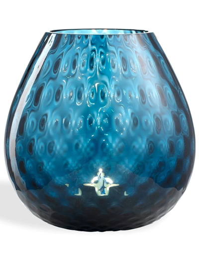 Shop Nasonmoretti Macramé Glass Candle Holder In Blue