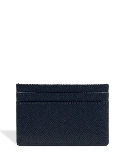 Shop Smythson Panama Calfskin Card Holder In Blue